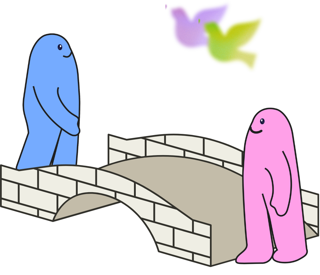 Two souls meeting on a bridge